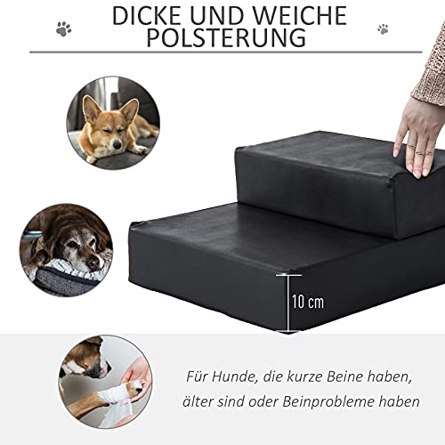 PawHut Tiertreppe Tierunterlage Klappbar Hundetreppe Treppe Unterlage für Katzen und Hunde Schwarz L42 x B39 x H20 cm