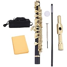Piccolo Instrument Kit, 2 Colors Piccolo Half Size Flute C Key Tone with Padded Box for Beginners Students Gold