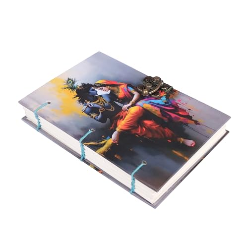 Image of CRAFT JUNKY Journal Diary with Handcrafted Box, 5 x 7 Inch Special Binding Unruled Lock Diary for Girls, Art Book with Aesthetic Print Sketch Book for Artists, 200 Acid-Free Pages A5 (KRISHNA)