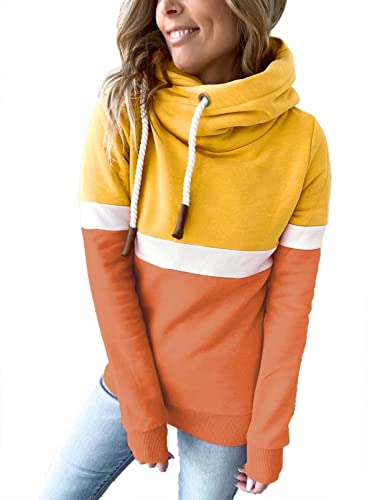 Seamido Damen Hoodie Fashion Color Block Sweatshirt Warm Herbst Winter Kapuzenpullover Cover