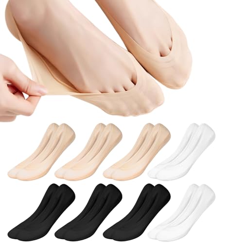 Loiluliy 8 Pares Calcetines Invisibles Mujer 39-42, Nylon Calcetines Pinkies Mujer con Silicona Antideslizantes Calcetines Cortos Transpirables