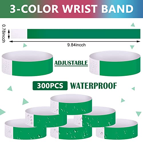 HASTHIP® 300Pcs Color Wrist Band 3 Colors Wrist Band For Marking Waterproof Wrist Band For Club, Party, Events, Adjustable Self-Dhesive Closure Color Wrist Loop Strip, 300 Labels