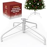 Festive Fix Metal Christmas Tree Stand 22x40cm – Heavy-Duty Foldable Base with Adjustable Screws, Sturdy Support for 4ft–6ft Artificial Trees – Anti-Slip Rubber Feet – Available in Green & White