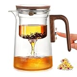 Magische Teekanne Glas mit Magnet-Siebeinsatz – Wassertrennung Teekanne 800ml aus Borosilikatglas & Holzgriff, Zauber-Teekanne für losen Tee & Aufgüsse | Elegantes Tee-Set