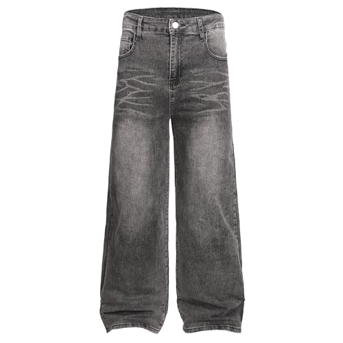 Image of QIMYUM Men's Wide-Leg Baggy Flex Jeans Relaxed Loose Fit Long Denim Pants