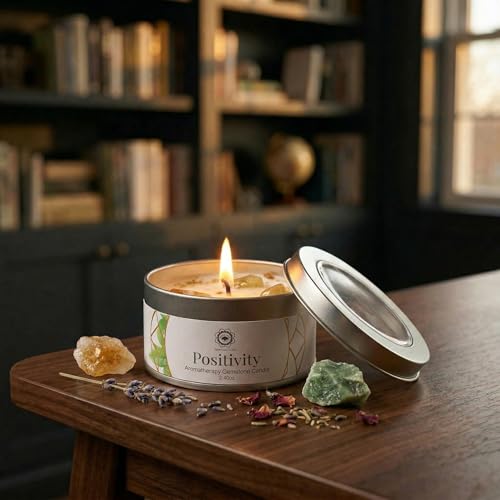 Green Tree Scented Candle Spiritual Cleansing - Energy Purification, Relaxation and Protection - Natural Candle Positivity Citrine Green + Green Tea