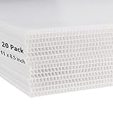 MOUYAT 20 Pack 11 x 8.5 Inch Corrugated Plastic Sheet, 4mm Thick Weather Resistant White Plastic She