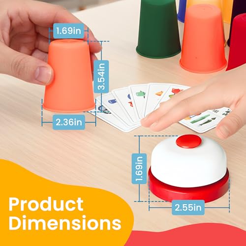 Image of Speed Stacking Cups Set - 30 Colorful Stackable Cups in 6 Colors - Cup Stacking Game for Kids & Family | Sharper Focus, Quicker Hands & Eyes, Brain Power & Team Fun