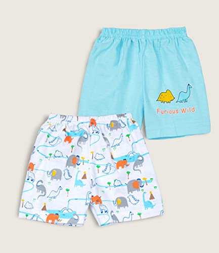 Image of mustmom Newborn Baby Cotton Jhabla Set | 0-3 Months | Combo of 1 T-Shirt, 1 Vest & 2 Shorts | Soft Breathable Summer Wear for Boys & Girls