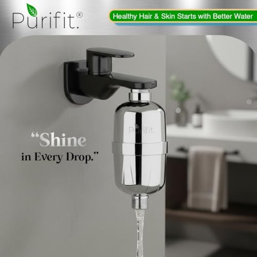 Image of Purifit Hard Water Softener For Tap & Shower V2 | Universal Fit Tap & Shower Filter For Hard Water For Hair, Helps Reduce Chlorine, Supports Hair Care, Dry Skin & Frizz Control, Easy Installation