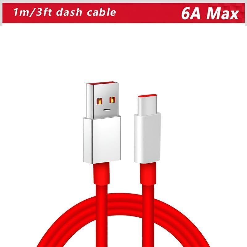 Image of HANYCONY Oneplus Original Fast 80W USB Type C Data Sync Fast Charging Charger Cable for One Plus 12,12r,11,11r,10r,10t,10,10 pro,9 Pro,8,8T,7t,7t Pro,6,Nord,4,3,2,2t,Ce2 Lite,Ce3 lite, Red
