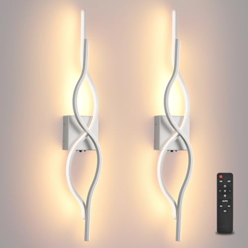 Image of Battery Operated Wall Sconces Set of 2, Sliver 31.4'' LED Dimmable Wall Sconce with Remote Control, Adjustable Color Temperature Brightness for Living Room Bedroom and Hallway Rechargeable Lighting