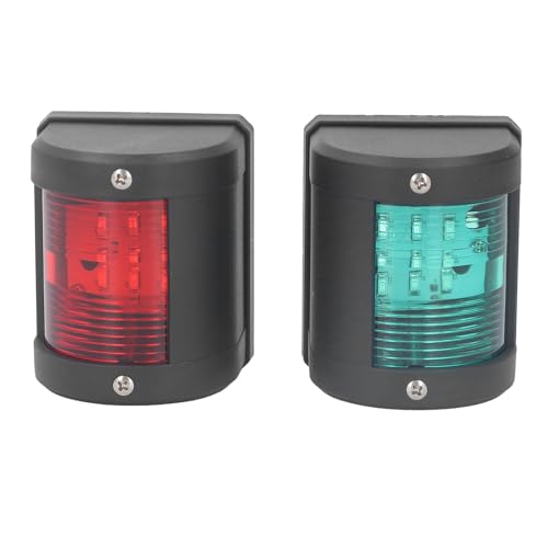 Zielone światło Nawigacyjne LED na Sterburcie, Zestaw 2 szt., 12 V, 24 V DC, IP54, Czerwone światła Portu, Kąt 112,5°, Zasięg 2 NM. Jasne światła stroboskopowe. Rufowe, Czerwone,