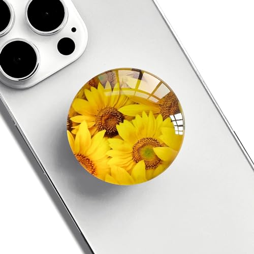 WUYULB Clear Crystal Glitter Expandible Collapsible Moblile Phone Grip Stand Holder for Smartphones and Tablets Cell Phone AccessorySunflower Pattern
