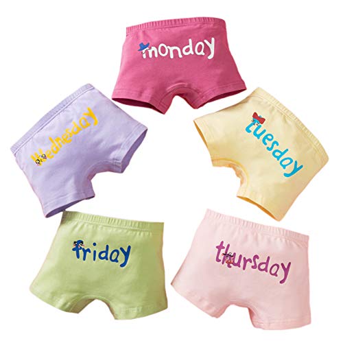 Elfeves Girls Underwear Soft Cotton Panties Little Girls'Briefs Toddler Undies 5 Pack 3-4t, Days of The Week