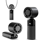Handheld Fan Portable, 100 Speed Small Hand held Fans Rechargeable, UP to 18 Hrs Powerful Turbo Fan, Battery Operated Electric Mini Personal Desk & Neck Fan, Travel Essentials, Holiday Gifts Black