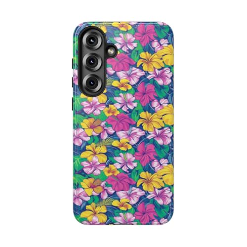 Coque Samsung S25 Plus motif floral hibiscus tropical vert brillant