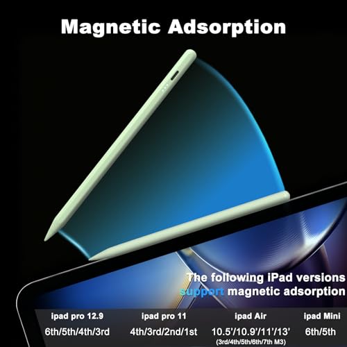Image of Stylus Pen for iPad, 13 mins Fast Charging for Apple iPad Pencil with Palm Rejection, Compatible with 2018-2022 iPad Air 3 /4 /5, iPad mini 5 /6, iPad 6 /7 /8 /9 /10, iPad Pro 11 inch, iPad Pro 12.9 inch (Green)