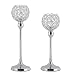 Produktbild GoMaihe Kristall Kerzenhalter 2 Set, 32/37cm Kerzenständer Stabkerze Hoch Metall Deko Kerzenleuchter für Stumpenkerzen, Vintage Kerzen Ständer Tischdeko Hochzeit Weihnachten Geburtstag, Silber.MEHRWEG