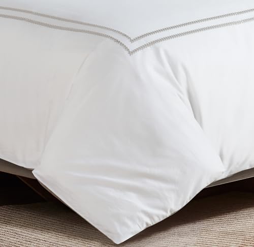 Majestic Giftware Madison Linen 6 Pcs King Size Bedding Set (BL55-K) | Riviera - Taupe 400 TC Cotton Sateen Durable & Washable | 1 Fitted Sheet, 1 Duvet, 4 Pillowcases - Noble Collection