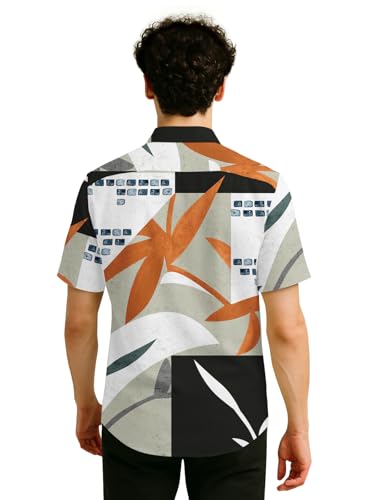 Image of BULLMER Trendy Regular Fit Cotton Blend Printed Casual Half Sleeve Shirt for Men | Stylish Mens Casual Shirts | Shirts for Men