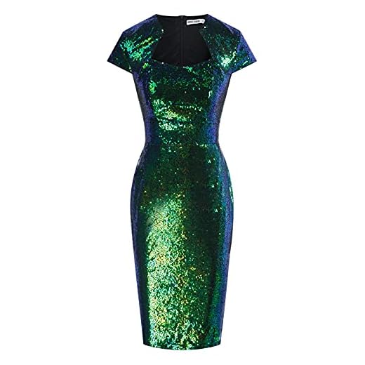 GRACE KARIN Women's Pencil Work Dress Cap Sleeve Elegant Sequin Wiggle Dress XL