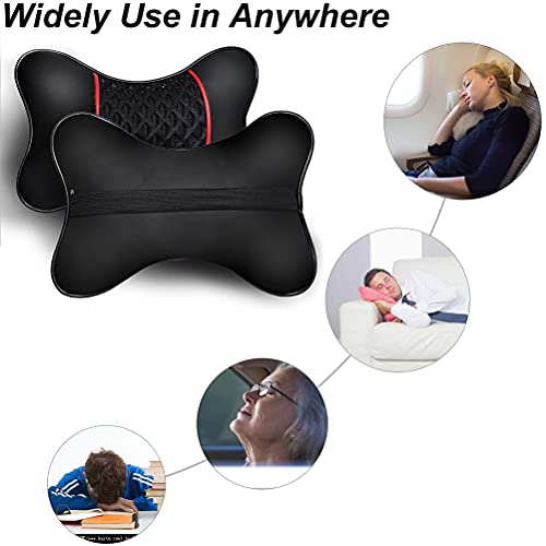 Car Headrest Cushions, 2 Pcs PU Leather Car Headrest Pillow Neck Rest Cushion Pillow Wearable Soft Neck Support Seat by Keenso - Used condition - Image 7