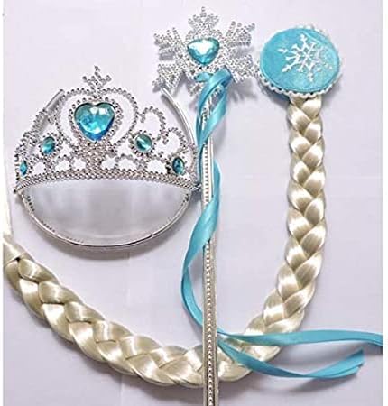 Frozen Elsa Cosplay Tiara girl Hair Accessories set Crown Wig ( 3 Pieces Set )