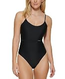 Calvin Klein Women's Over The Shoulder Wrap Around One Piece Swimsuit Black Size 12