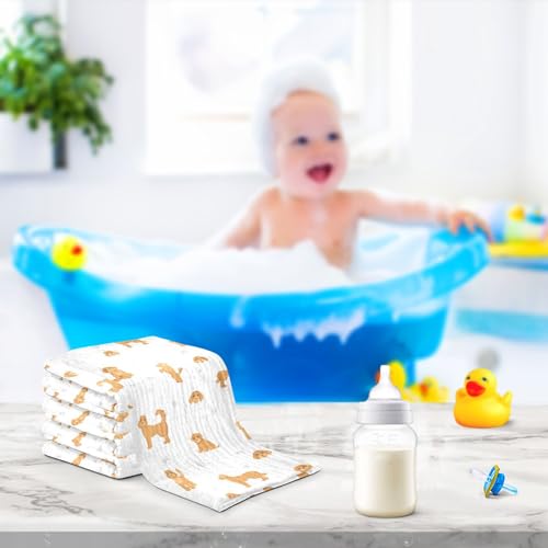 Image of vvfelixl Baby Cotton Washcloths Labradoodle Dog Infants Bath Towel for Unisex Puppy Face Towels for Newborn, Natural Baby Wipes Delicate Skin, 11.8 X 11.8 inch, one sizex3