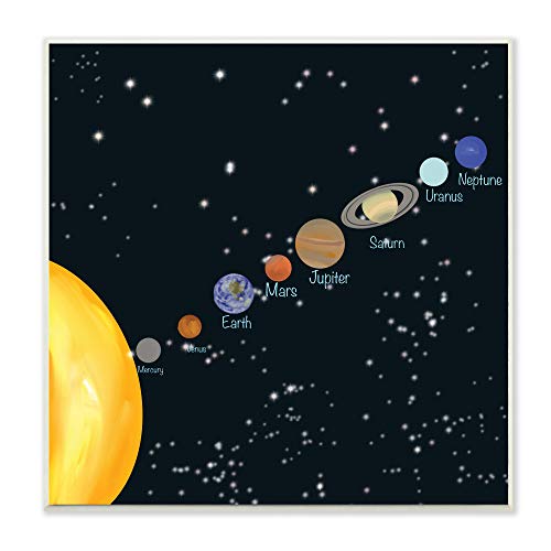 Image of 'Educational Chart of Planets in Solar System'| Wall Plaque Art | Stupell Industries | 12 x 12 Inches, Easy to Hang and Sturdy, Made in USA, by Ashley Singleton