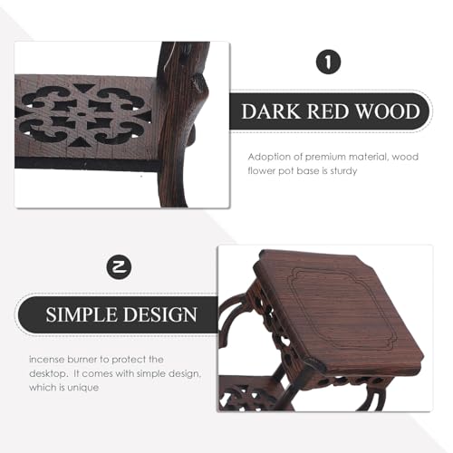 VOSAREA Plant Holder Wooden Stool Plant Stand Chinese Display Stand Retro Pot Holder Decorative Planter Shelf Fishbowl Rack for Indoor Outdoor Garden Decor Plant Display Stand - Image 4