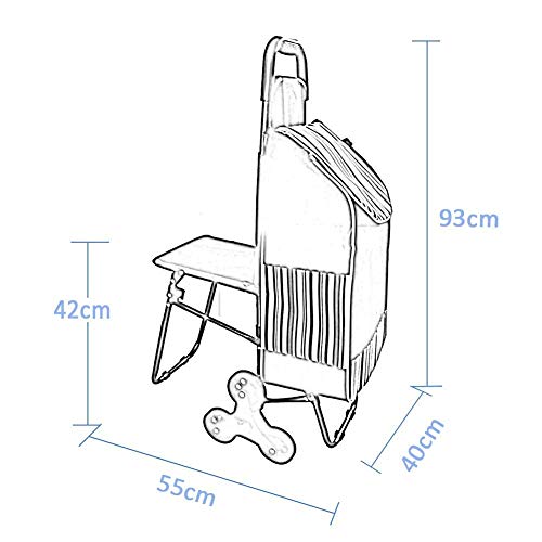 Alte Person Einkaufswagen ,Klettern Einkaufswagen Ladewagen Kleiner Einkaufswagen Trolley Treppe Klappwagen Home Supermarkt Tragbarer Einkaufswagen Anhänger Große Kapazität,Dunkelblau 1 Multifunkt – Bild 3