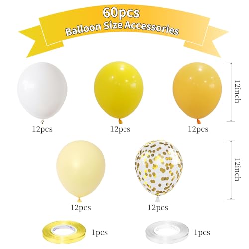 Image of Yellow White Balloons, 60Pcs Pastel Yellow and White Latex Party Balloon