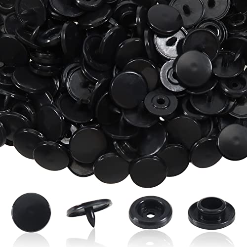 TOAOB 500 Set Corchetes de Presión 12 mm Botones de Presión Redondos de Negro T5 Plástico Botón de Presión para Ropa DIY y Manualidades DIY Coser Artesanía