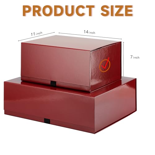 Image of Rsgift 2 Pack Red Gift box,14x11x7 inch Packaging Gift Boxes with Lids for Valentines Day,Large Gift Boxes for Presents Birthday Christmas,Thanksgiving Day