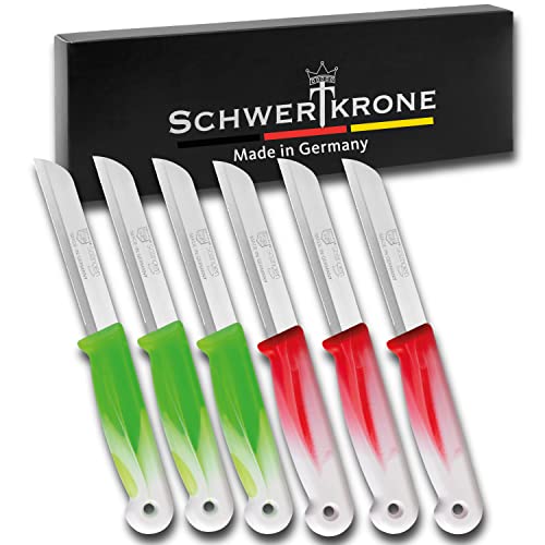 Schwertkrone - 6 Couteaux de cuisine dentelés Set de couteaux dentelés Solingen Couteau d'office couteaux à légumes / Acier de bande Lame de 8,5 cm