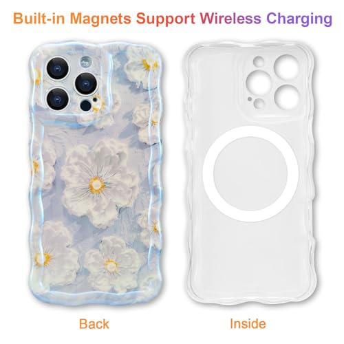 Coque compatible MagSafe iPhone 15 Pro Max anti-choc fleur