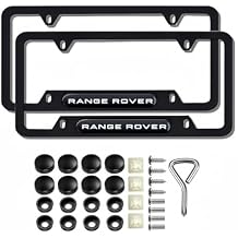 2 Pcs Black License Plate Frames Metal Aluminum Material 4 Holes License Plate Covers Screw Caps Cover Set Compatible with Range Rover and More