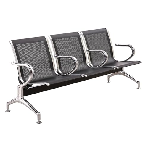 SGKOMN Hospital waiting room chair,Reception Bench 3-Seat Waiting Room Chairs With Armrest Steel Guest Chair Reception Chair For Office Airport Hospital Bank Business 175X65X78Cm