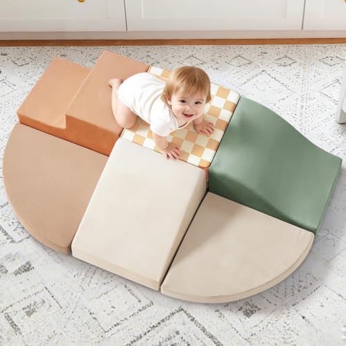 Image of Tiny Land Soft Foam Climbing Blocks for Toddlers, 6-Piece Foam Blocks