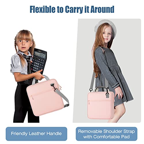 Moko Zipper Binder, 3 Ring 2 Inch Binder With Zipper,500 Sheet Capacity Multi-Pocket School Binder For Middle School, Handle And Shoulder Strap Included, Pink & Gray #TOP4