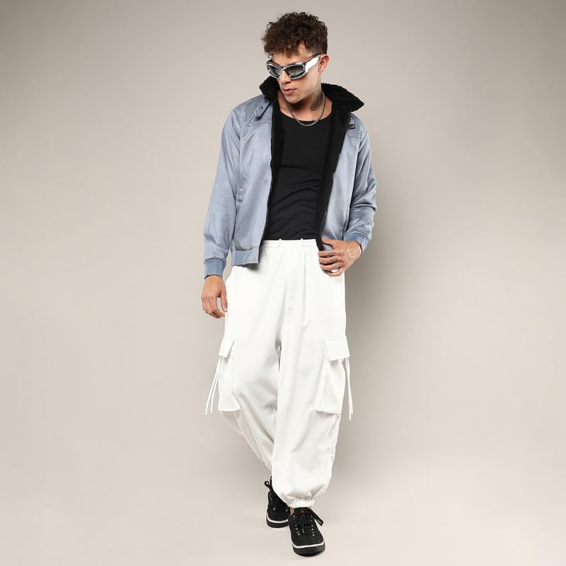 Image of Campus Sutra Men's Grey Zip-Front Jacket With Fleece Detail For Casual Wear | High Neck | Long Sleeve | Zipper Closure | Suede Jacket Crafted With Comfort Fit For Everyday Wear