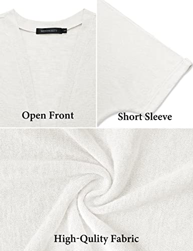 Image of MEROKEETY Women's 2026 Summer Lightweight Kimono Cardigan Short Sleeve Open Front Casual Loose Trendy Beach Cover Ups