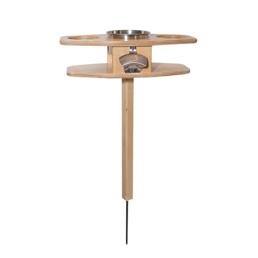Table à vin d'extérieur en bois pour éviter les verres renversés au sol