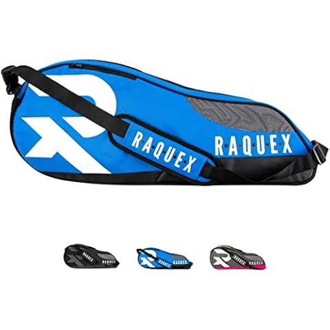 Raquex Racket Bag - Blue, Black or Pink - for Tennis, Squash & Badminton Racquets. Holds up to 6 Racquets + Accessories + Shoes (Blue) Cover