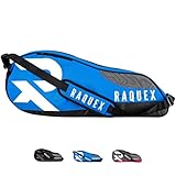 Raquex Tennis Bag - Racket Bag for Tennis, Badminton & Squash Racquets. Blue, Black or Magenta. Holds up to 6 Racquets + Accessories + Trainers (Blue)