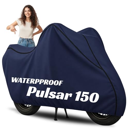 Image of 100% Waterproof Pulsar 150 Bike Cover | Polyester Body Cover for Rain & Sun | UV Protection, Dustproof, Scratch Resistant, Windproof, Heat Resistant, Vehicle Specific Fit (Blue)