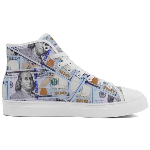 Women's Men's Money High Top Shoes Dollar High Top Canvas Sneakers2