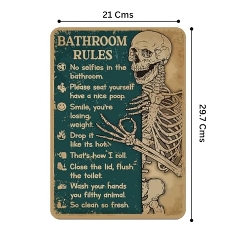 Image of Zesta Bathroom Decor Items Washroom Decor Tin Sign | Aesthetic Posters Wall Poster for Bedroom | Magnetic Cafe Decoration Items / Restaurant Decorations Items | Quirky Home Decor Bar Accent (Bathroom (4))